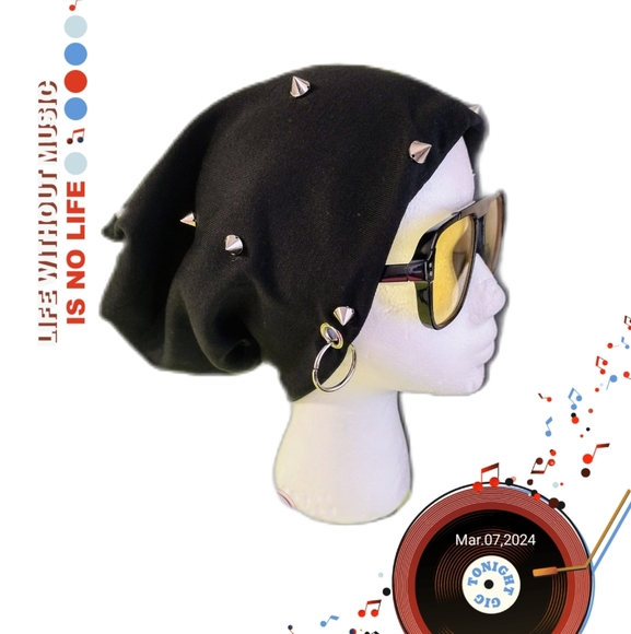 Unisex Studded Beanie Hat ⬛🔲🔳🫦🔳🔲⬛ - Picture 2 of 2